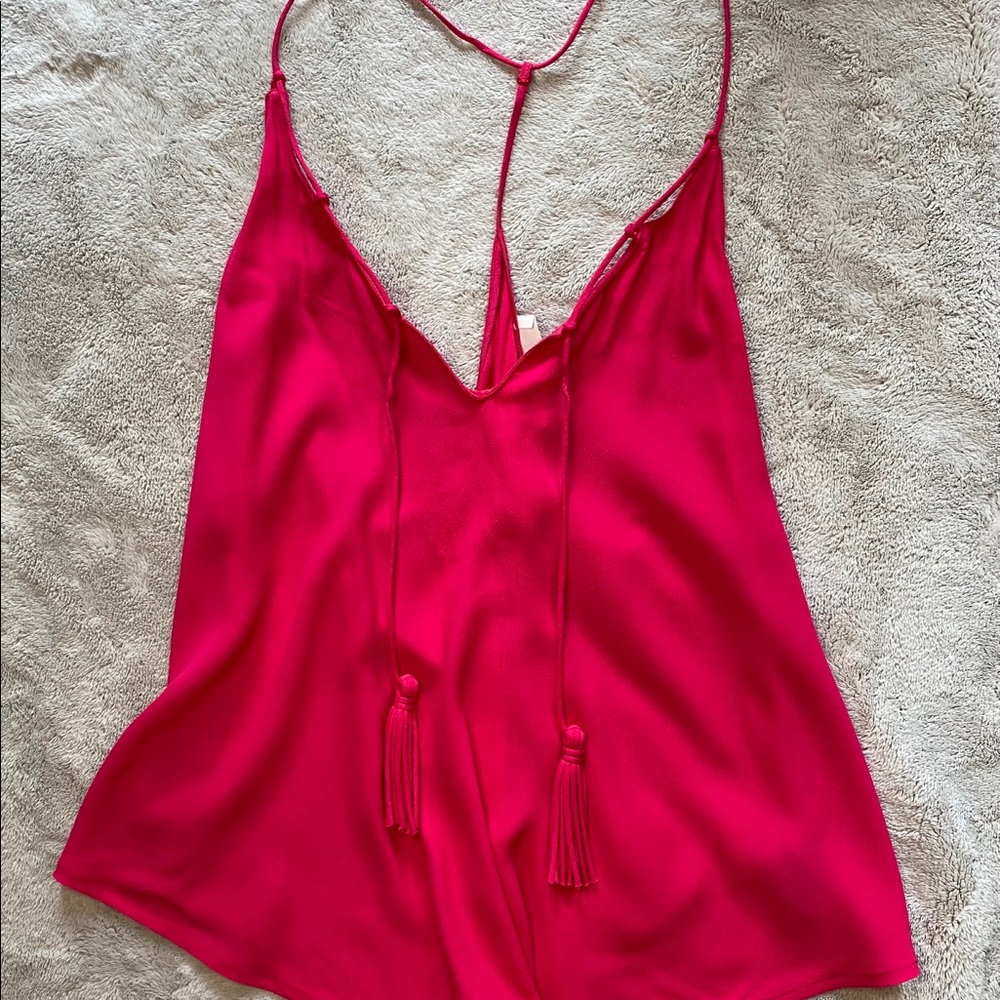 PINK ASTR TANK TOP WITH TASSELS